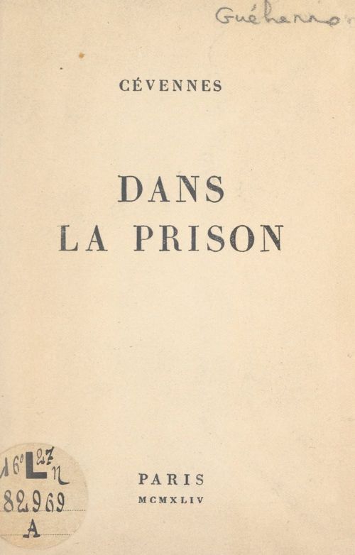 Couverture ebook de Dans la prison, de Cevennes, Jean Guehenno