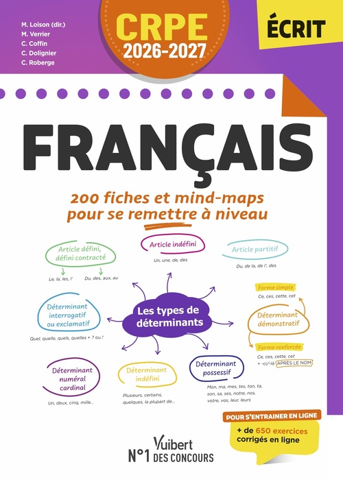 Couverture ebook de CRPE 2026-2027 - Français : 200 fiches et mind-maps pour se remettre à niveau - épreuve écrite d´admissibilité, de Clémence Roberge, Clarisse Coffin, Catherine Dolignier, Matthieu Verrier