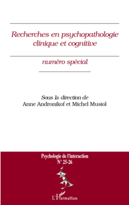 Couverture ebook de Recherches en psychopathologie clinique et cognitive, de Anne Andronikof, Michel Musiol
