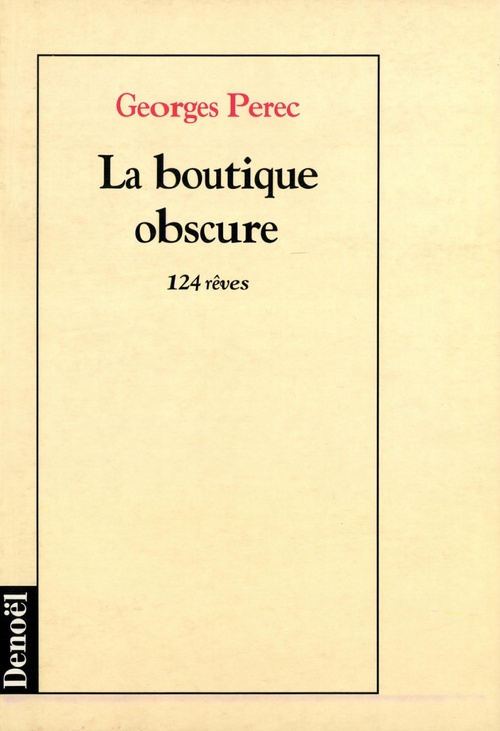 ebook cover of La Boutique obscure, by Georges Perec
