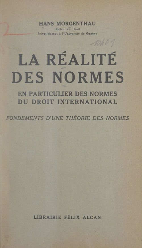Couverture ebook de La réalité des normes en particulier des normes du droit international, de Hans Morgenthau