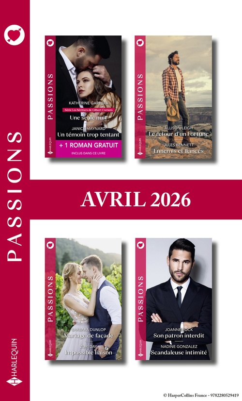 Couverture ebook de Pack mensuel Passions - 8 romans + 1 titre gratuit (Avril 2026), de Collectif