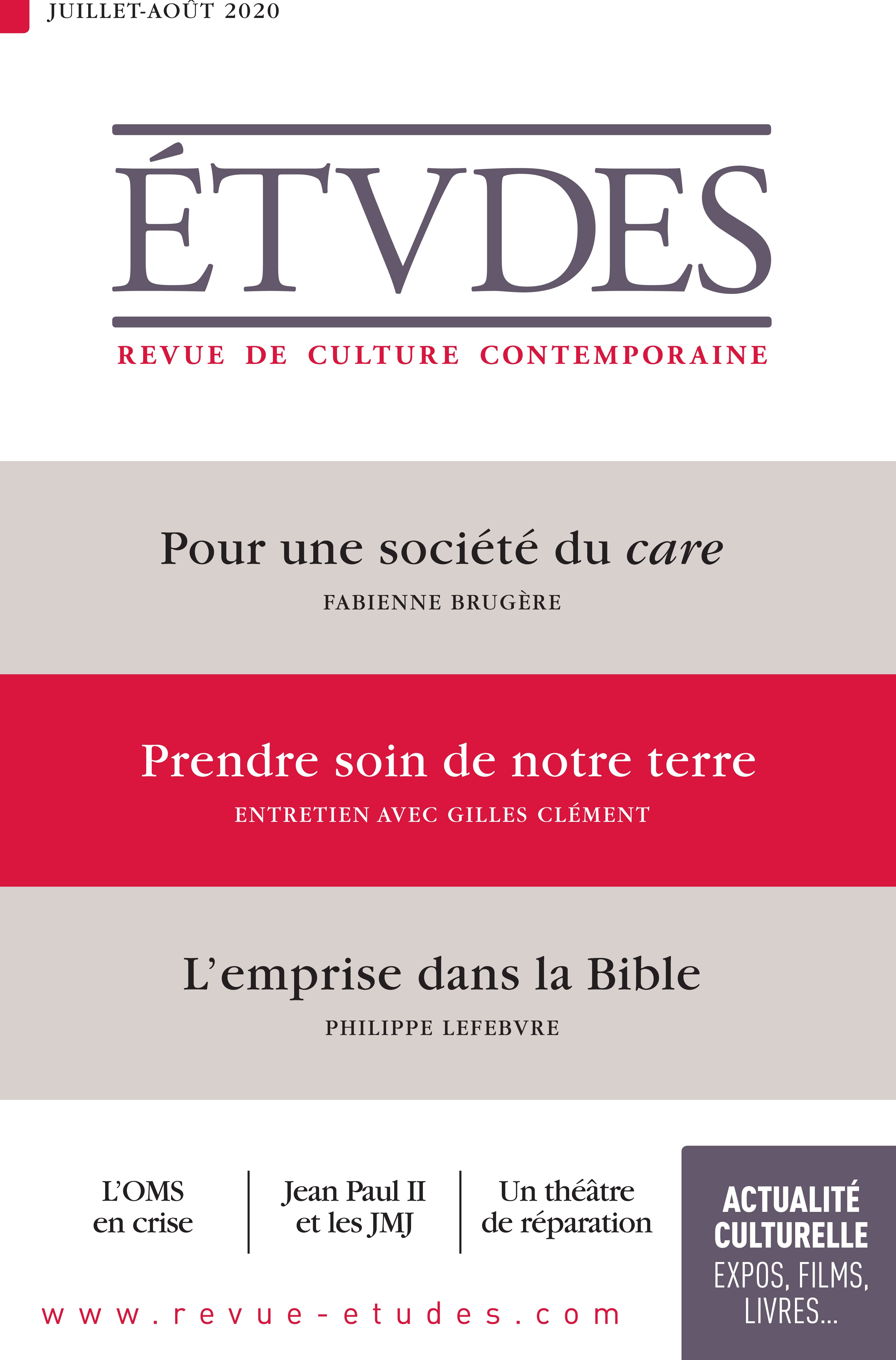 Couverture ebook de Revue Etudes - Prendre soin de notre terre, entretien avec Gilles Clément, de Revue études