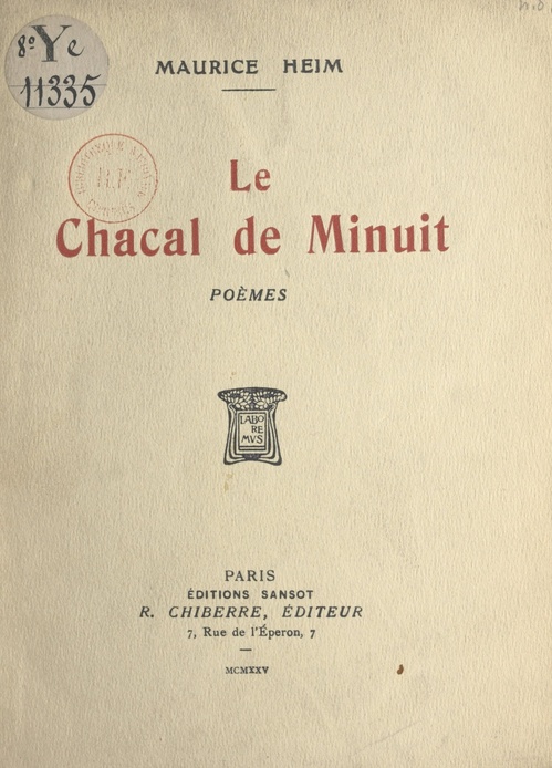 ebook cover of Le chacal de minuit, by Maurice Heim
