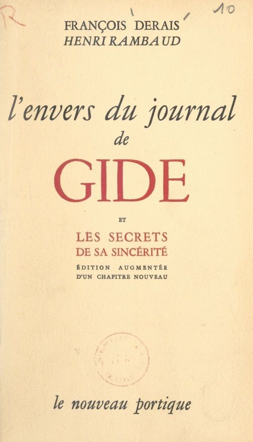 Couverture ebook de L'envers du "Journal" de Gide, Tunis 1942-1943, de Francois Derais, Henri Rambaud
