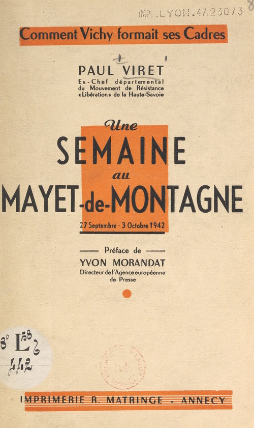 ebook cover of Comment Vichy formait ses cadres : une semaine au Mayet-de-Montagne, 27 septembre-3 octobre 1942, by Paul Viret