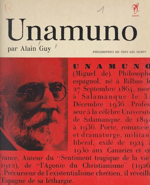 ebook cover of Unamuno, by Alain Guy