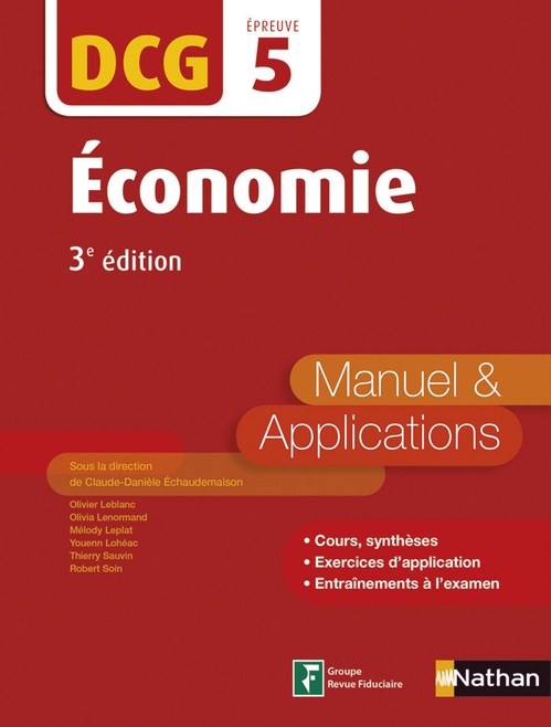 Couverture ebook de Economie - Manuel et applications - DCG 5 (E-PUB 2) - 2016, de Collectif
