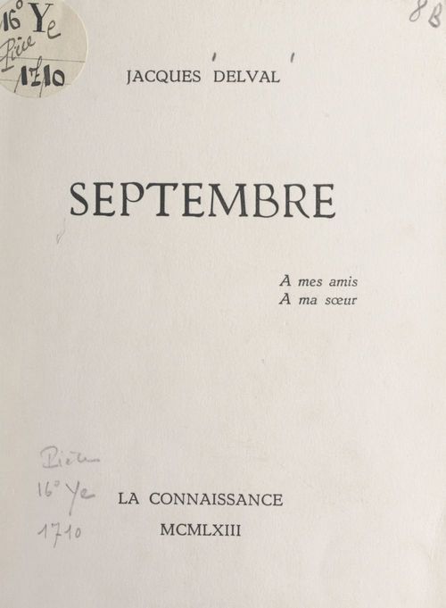 ebook cover of Septembre, by Jacques Delval