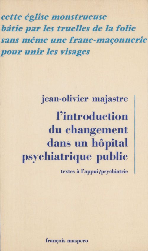 Couverture ebook de L'introduction du changement dans un hôpital psychiatrique public, de Jean-Olivier Majastre