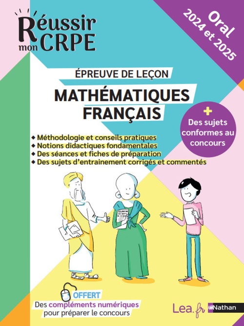 Couverture ebook de Ebook - Réussir mon CRPE oral 2024 et 2025 - Maths/Français épreuve de leçon + Offerts, des contenus numériques pour préparer le concours, de Claude Jegaden, Sylvie Méric-Pons