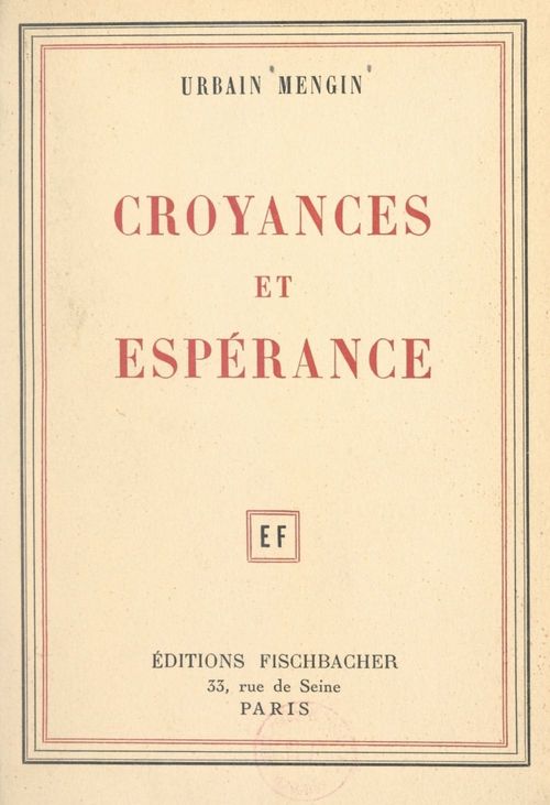 Couverture ebook de Croyances... espérance..., de Urbain Mengin