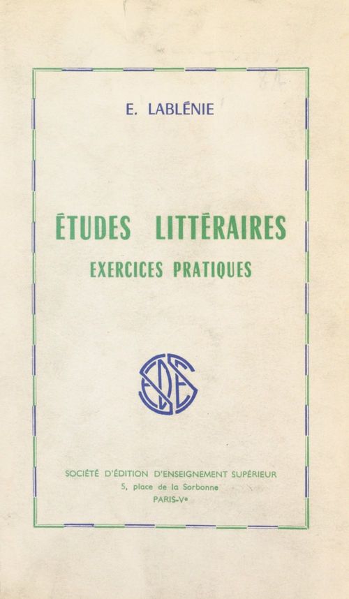 Couverture ebook de Études littéraires, de Edmond Lablenie