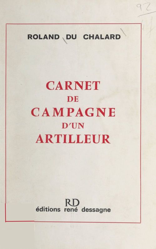 Couverture ebook de Carnet de campagne d'un artilleur, de Roland Du Chalard