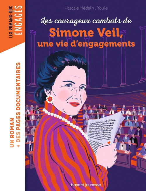 Couverture ebook de Les courageux combats de Simone Veil, une vie d'engagements, de Pascale Hédelin