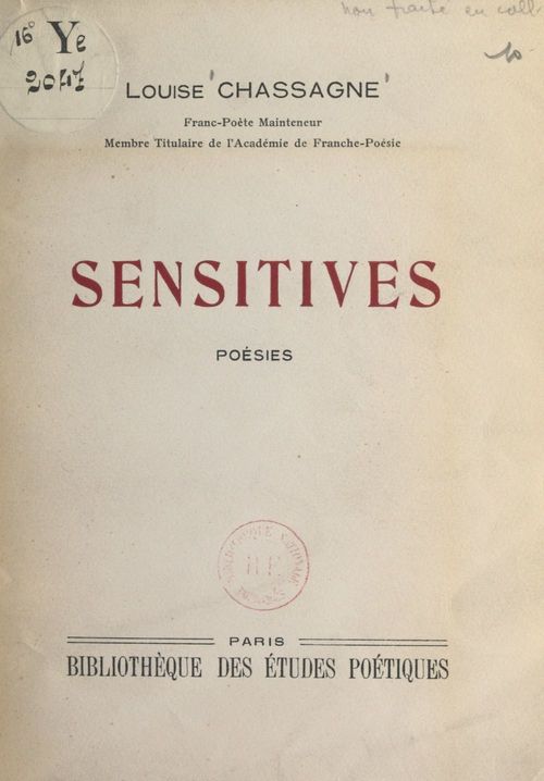 Couverture ebook de Sensitives, de Louise Chassagne