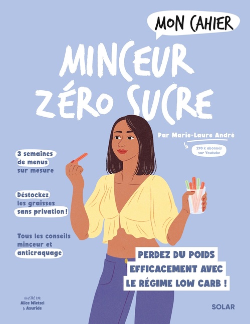 Couverture ebook de Mon Cahier Minceur zéro sucre NED, de Marie-Laure André, Alice Wietzel, Axuride