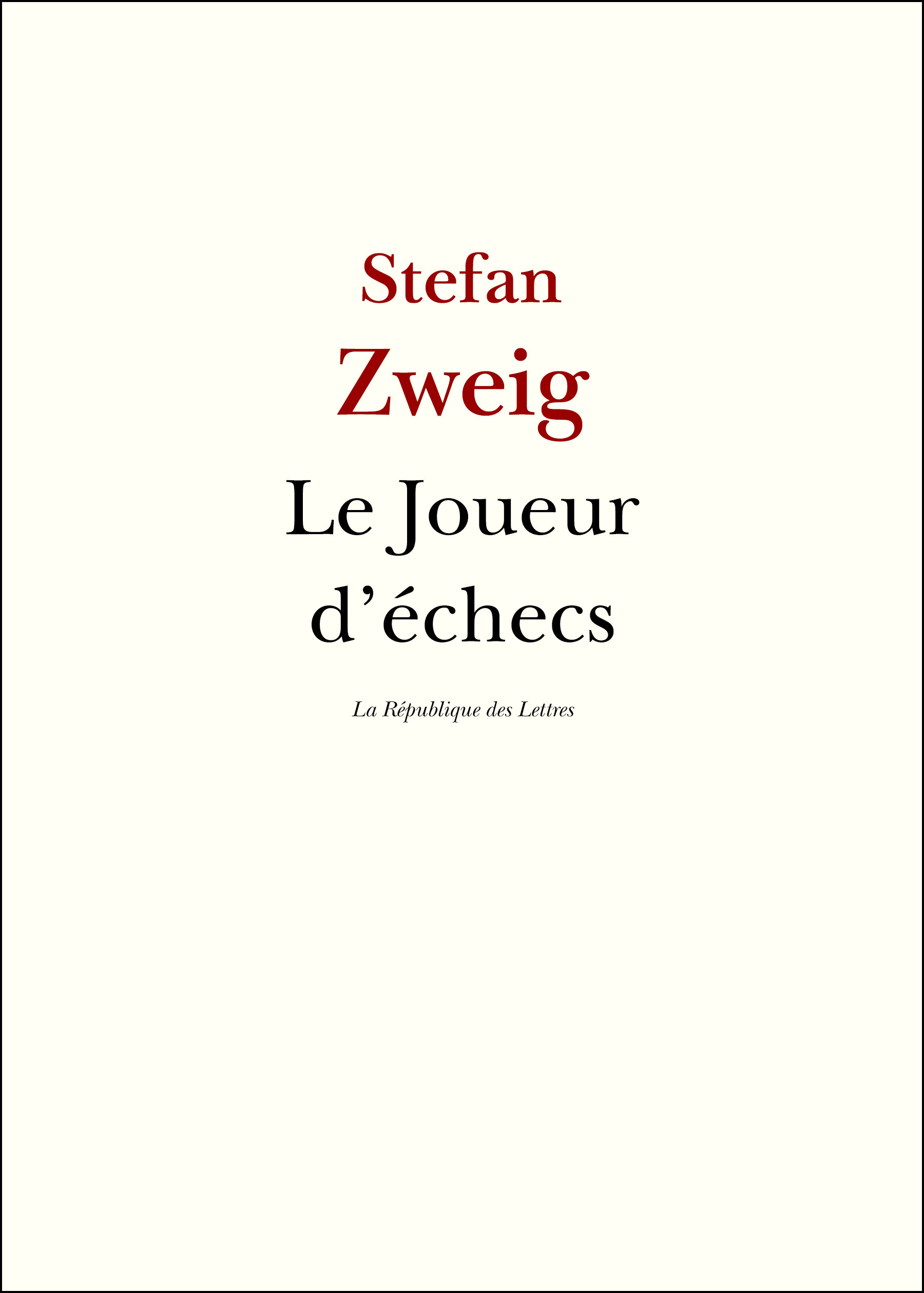 Couverture ebook de Le Joueur d'échecs, de Stefan Zweig