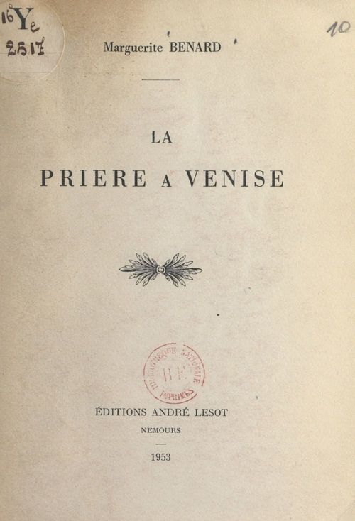 Couverture ebook de La prière à Venise, de Marguerite Benard