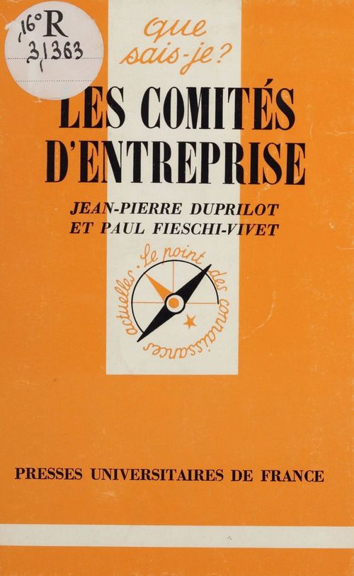 ebook cover of Les Comités d'entreprise, by Jean-Pierre Duprilot, Paul Fieschi-Vivet