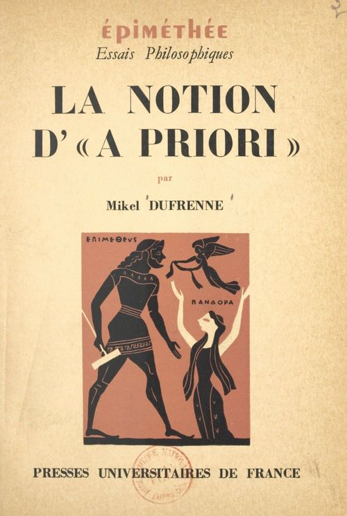 Couverture ebook de La notion d'a priori, de Mikel Dufrenne
