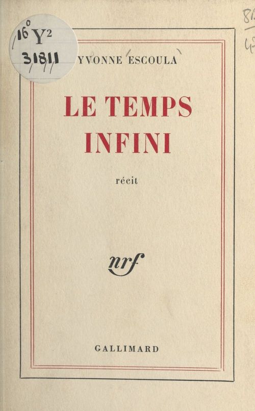 ebook cover of Le temps infini, by Yvonne Escoula