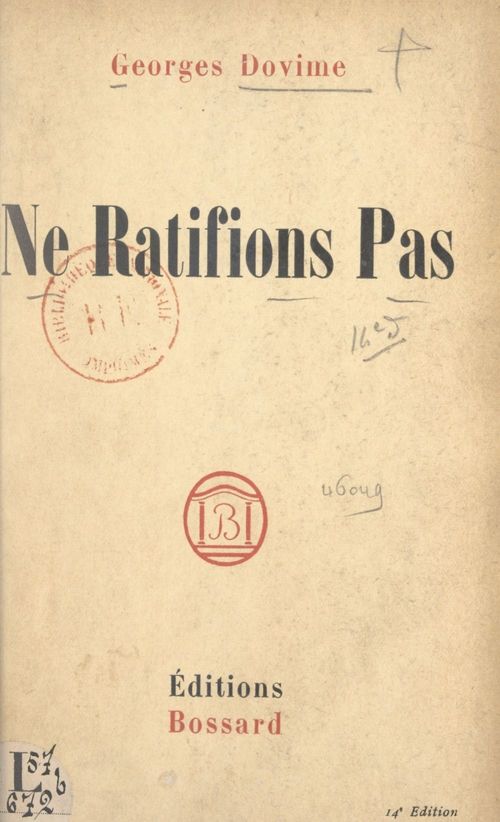 Couverture ebook de Ne ratifions pas, de Georges Dovime