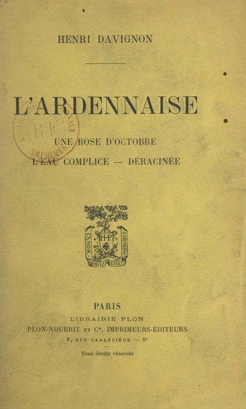 Couverture ebook de L'ardennaise, de Henri Davignon