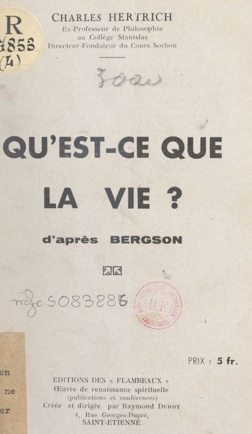 Couverture ebook de Qu'est-ce que la vie ?, de Charles Hertrich