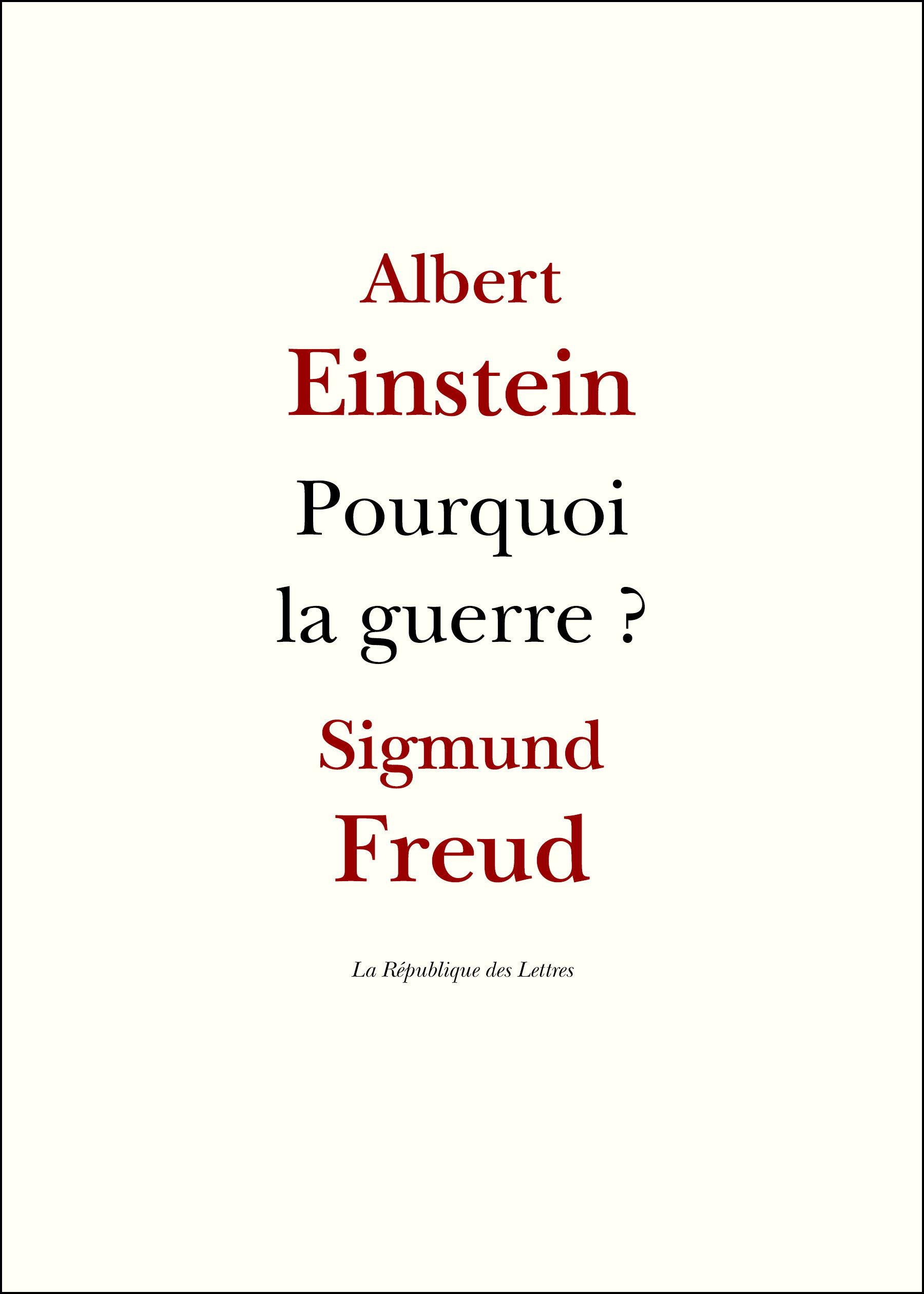ebook cover of Pourquoi la guerre ?, by Sigmund Freud