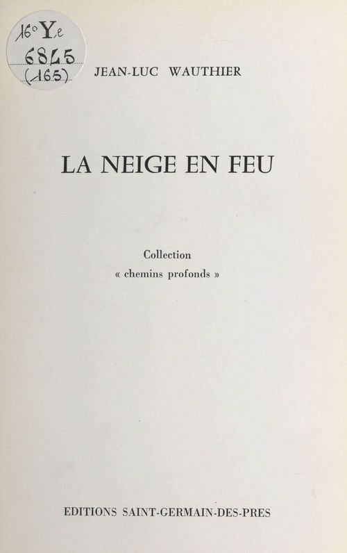 ebook cover of La neige en feu, by Jean-Luc Wauthier