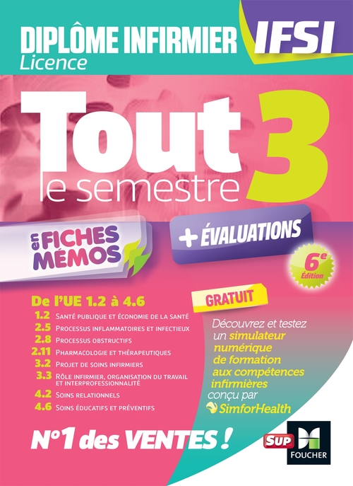 Couverture ebook de Tout le semestre 3 en fiches mémos - DEI IFSI - 6e édition - Révision et entraînement, de Kamel Abbadi, André Le Texier, Sylvain Ledoux-perriguey, Romain Mitre, Jean Oglobine, Nadia Ouali-ziane