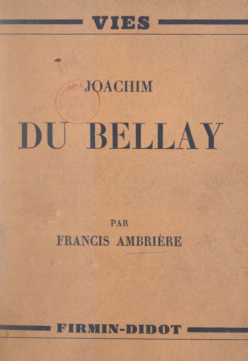 Couverture ebook de Joachim du Bellay, de Francis Ambriere