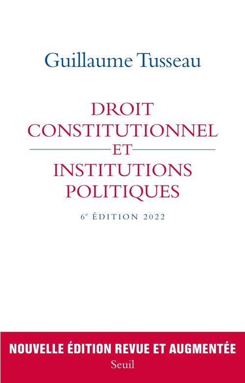 Couverture ebook de Droit constitutionnel et institutions politiques, de Guillaume Tusseau