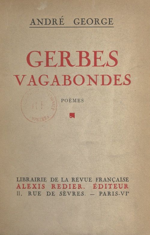 Couverture ebook de Gerbes vagabondes, de Andre George