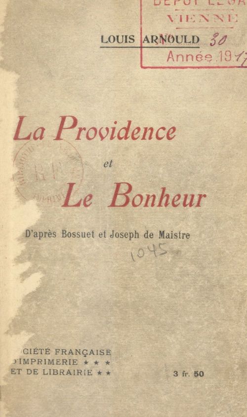 Couverture ebook de La providence et le bonheur, d'après Bossuet et Joseph de Maistre, de Louis Arnould