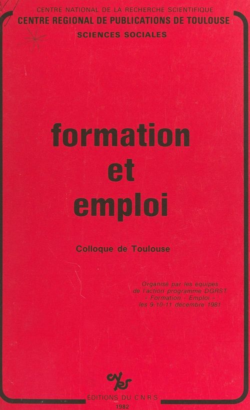 Couverture ebook de Formation et emploi, de Collectif