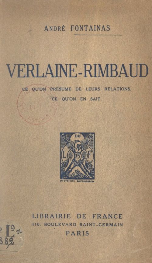 ebook cover of Verlaine-Rimbaud, by Andre Fontainas