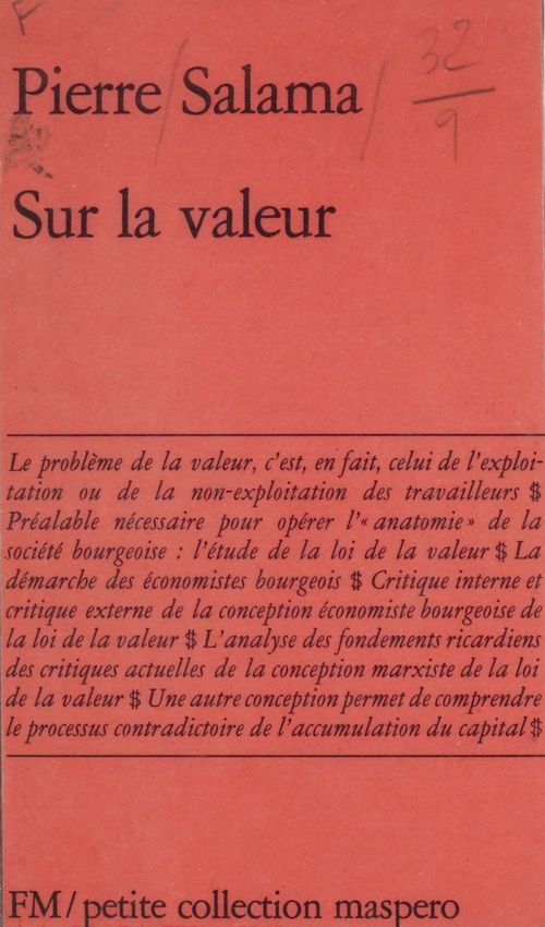 Couverture ebook de Sur la valeur, de Pierre Salama