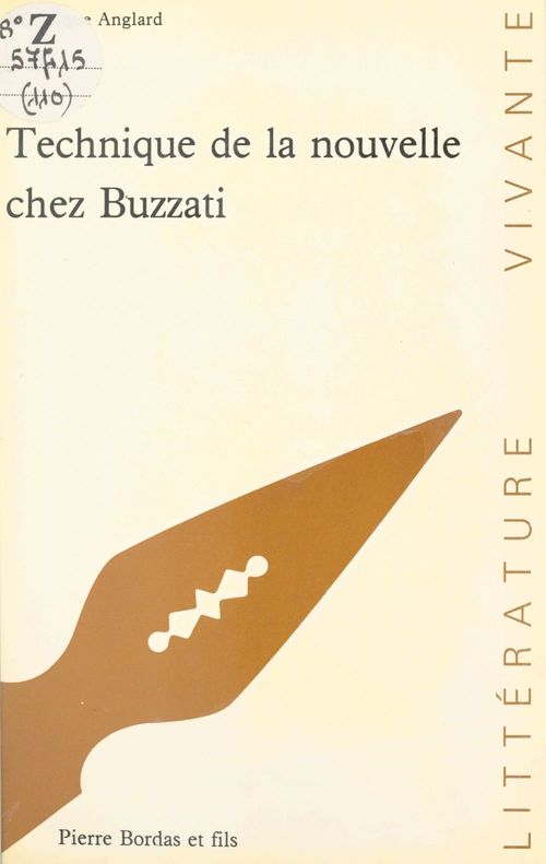 Couverture ebook de Technique de la nouvelle chez Buzzati, de Veronique Anglard