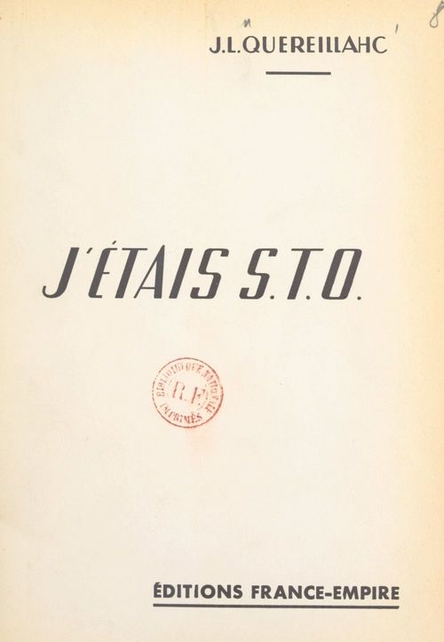 Couverture ebook de J'étais S.T.O., de Jean-Louis Quereillahc