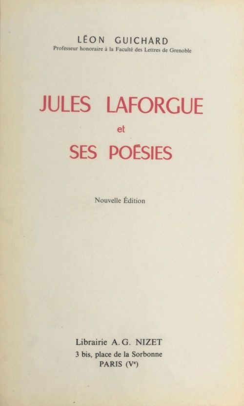 Couverture ebook de Jules Laforgue et ses poésies, de Léon Guichard