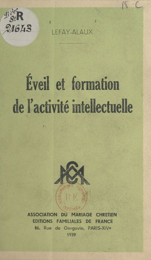 ebook cover of Éveil et formation de l'activité intellectuelle, by Laure Lefay-Alaux