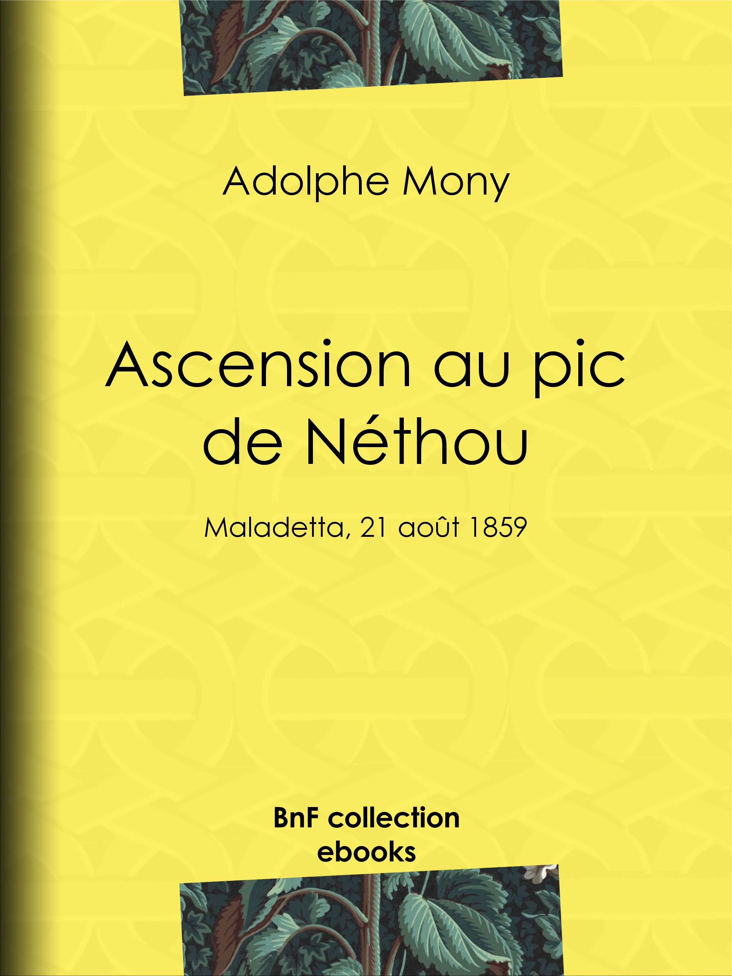 Couverture ebook de Ascension au pic de Néthou, de Adolphe Mony