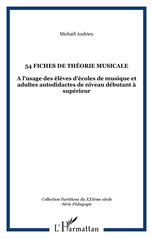Couverture ebook de 54 fiches de théorie musicale, de Michaël Andrieu