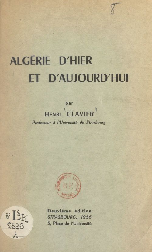 ebook cover of Algérie d'hier et d'aujourd'hui, by Henri Clavier