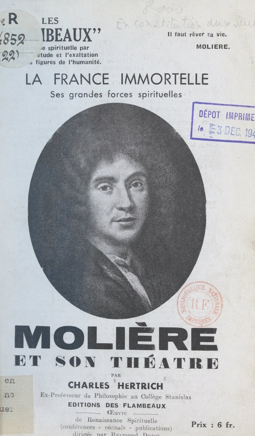 ebook cover of Molière et son théâtre : la France immortelle, ses grandes forces spirituelles, by Charles Hertrich