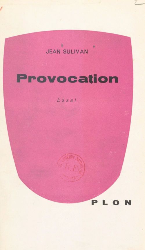 Couverture ebook de Provocation, de Jean Sulivan