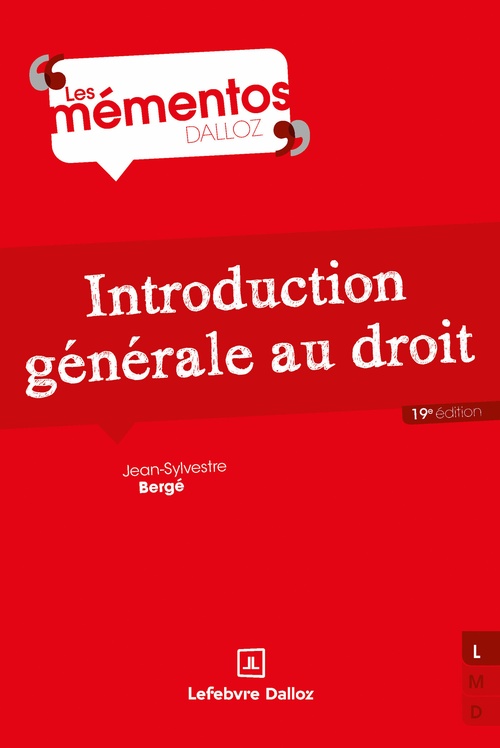 ebook cover of Introduction générale au droit 19ed, by Patrick Courbe, Jean-Sylvestre Bergé
