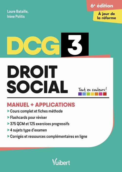 Couverture ebook de DCG 3 - Droit social : Manuel et Applications - Réforme 2026-2027, de Laure Bataille, Irène Politis
